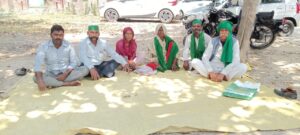 अवैध कब्जे को लेकर भाकियू चढूनी का नौवें दिन भी धरना जारी।